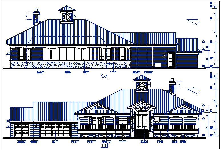 house elevation view detail dwg file