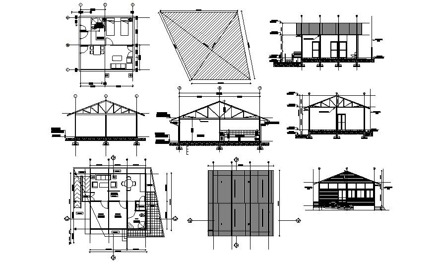 house plan 24'5'' x 24'5'' with detail dimension in AutoCAD