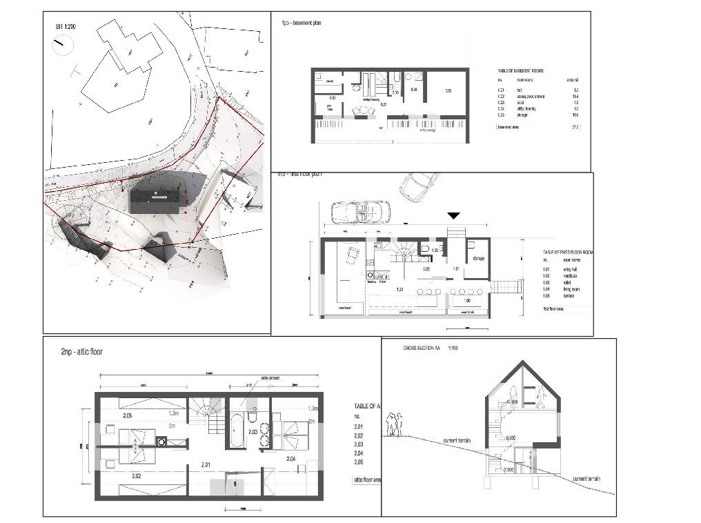 Modern House Plan DWG File with Detailed Floor and Section Layout