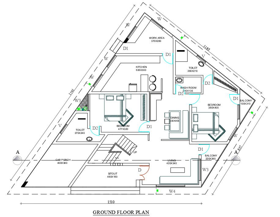 house plan drawing DWG File