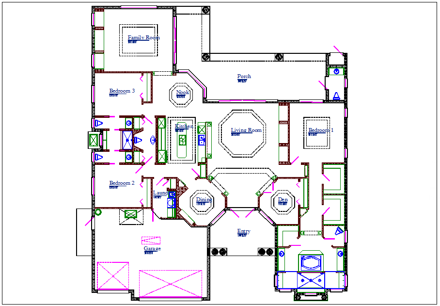 house plan view detail dwg file