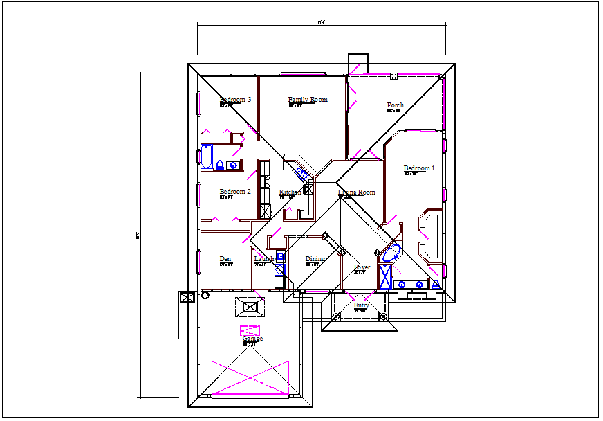 house plan view detail dwg file