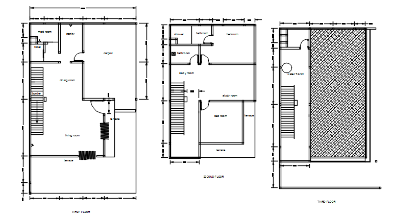 house plan with detail dimension in AutoCAD