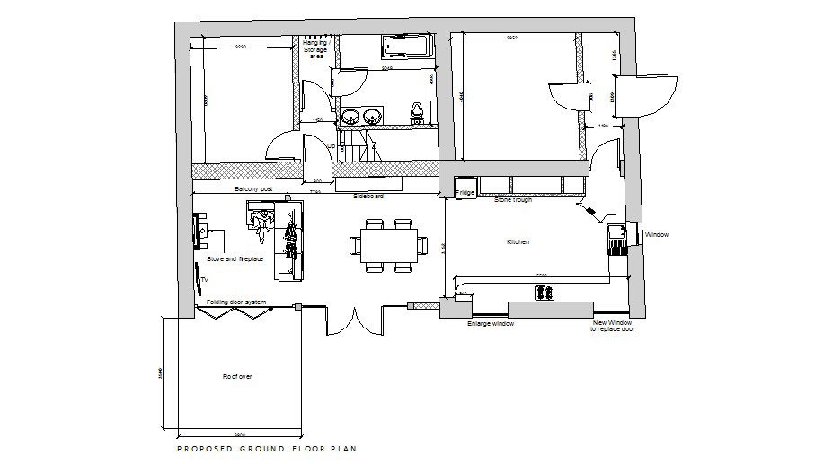 house plan with detail dimension in dwg file