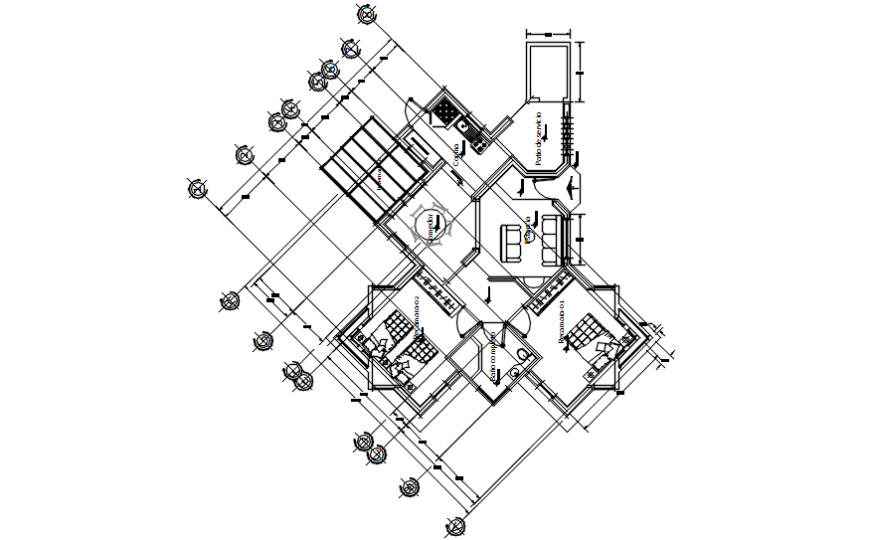 House 2d view floor layout plan CAD drawings autocad software file
