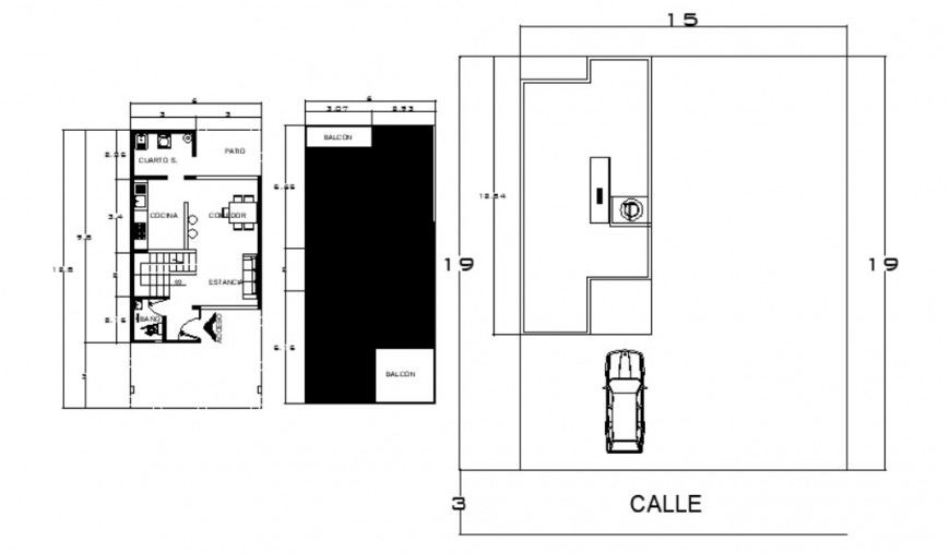 House 2d view layout floor plan autocad software file