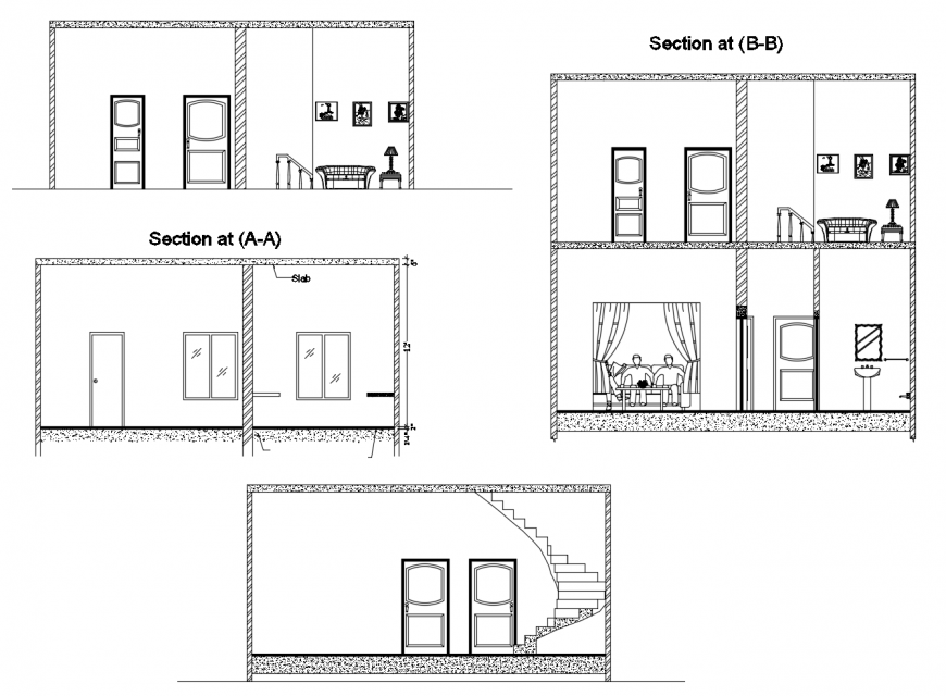 House all sided section cad drawing details dwg file