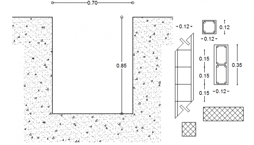 House and foundation of manposteria strain detail and casting detail