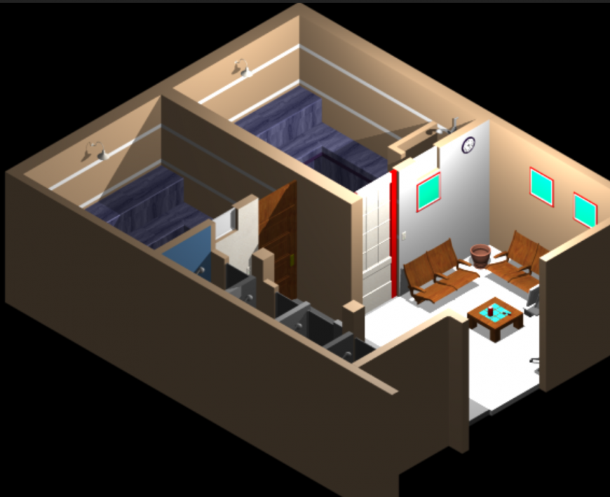 House architect 3 D planning detail dwg file