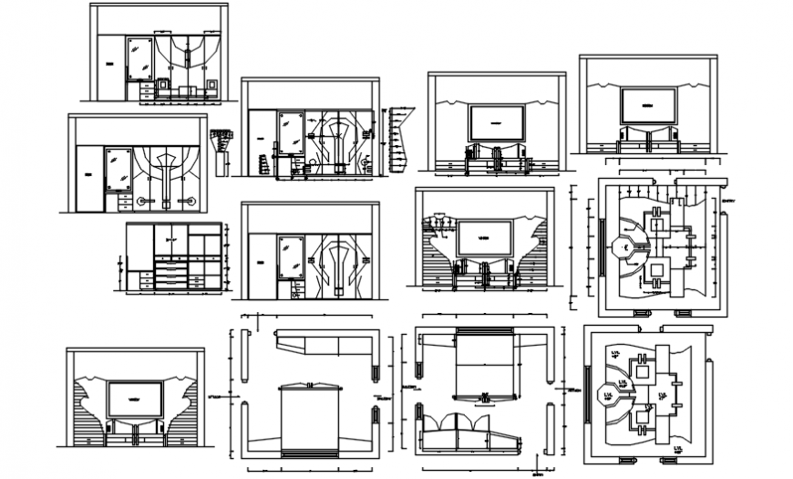 House areas furniture and ceiling plan cad drawing details dwg file