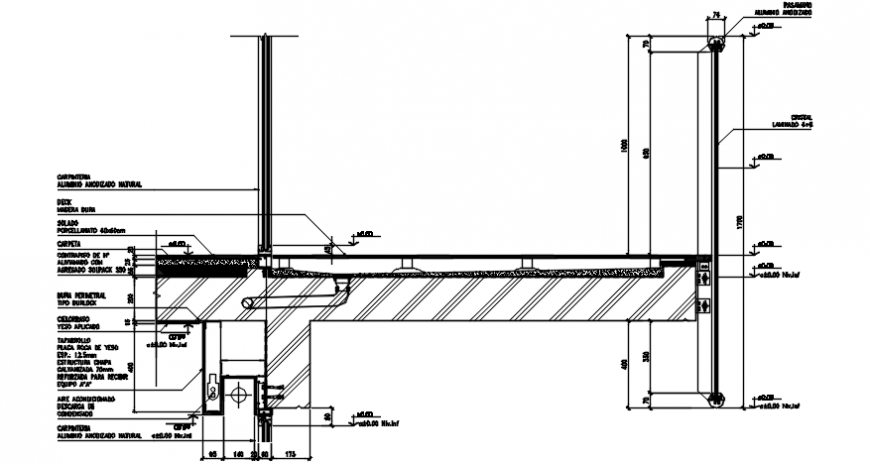 House balcony constructive section drawing details dwg file