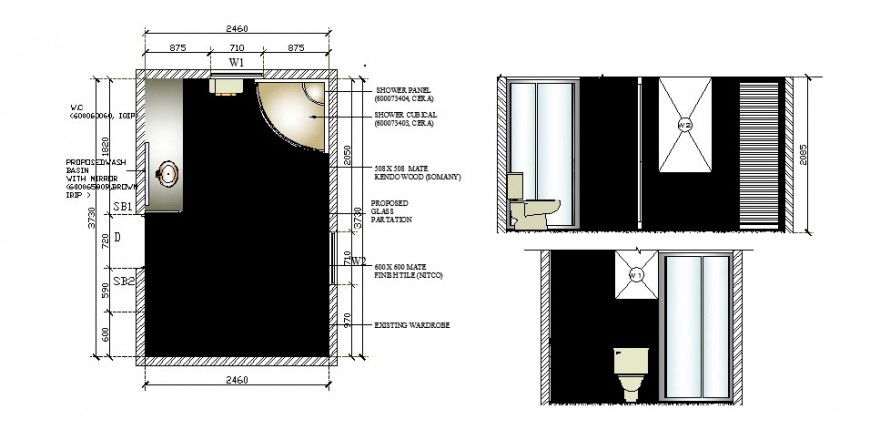 Bathroom & Toilet Section Plan DWG File Download