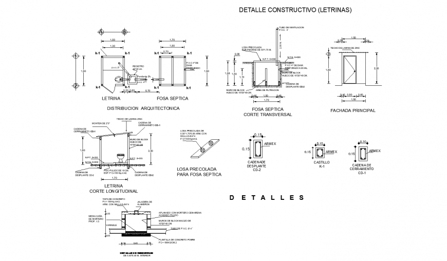 House bathroom construction and door installation details dwg file
