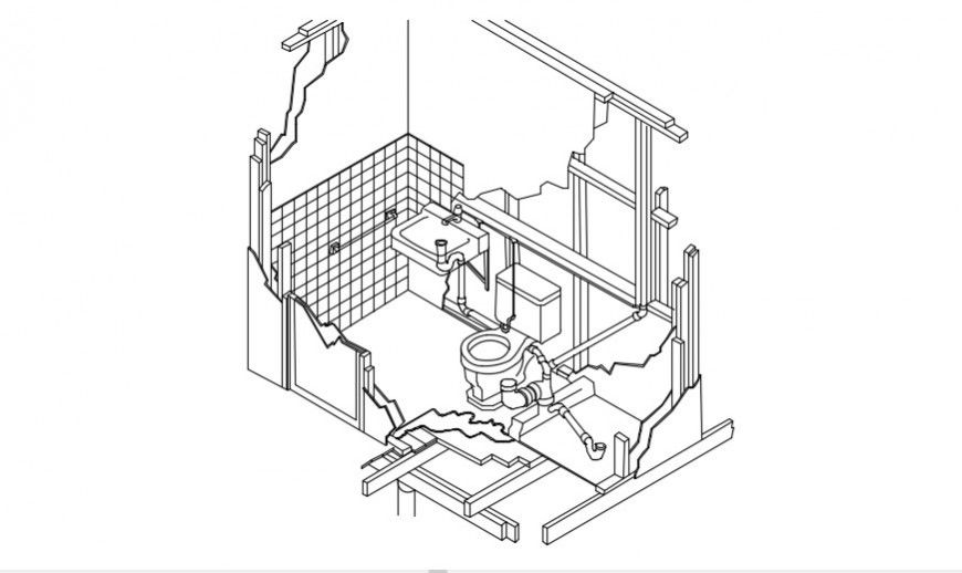 House bathroom isometric model drawing details dwg file