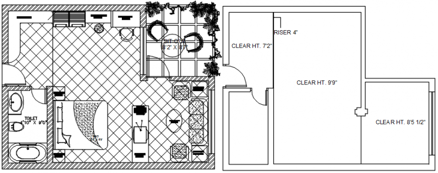 House bedroom architecture layout plan cad drawing details dwg file