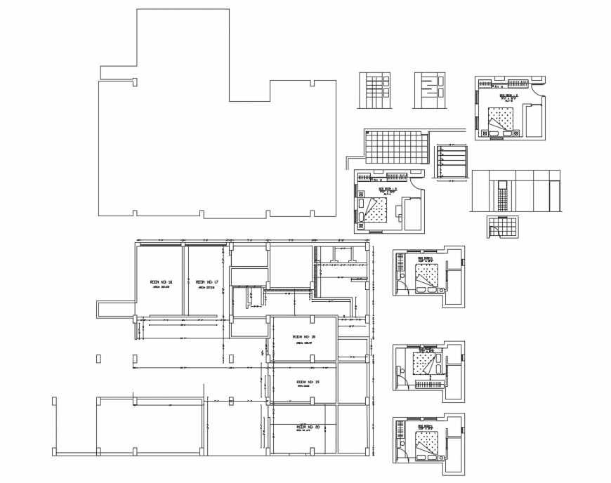 House bedroom layout plan, furniture and interior cad drawing details dwg file