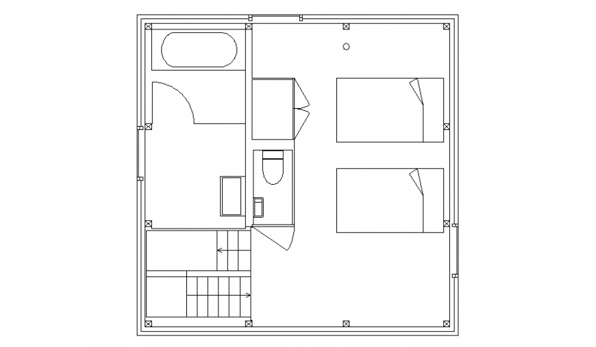 House bedroom layout plan and furniture layout details with interior dwg file