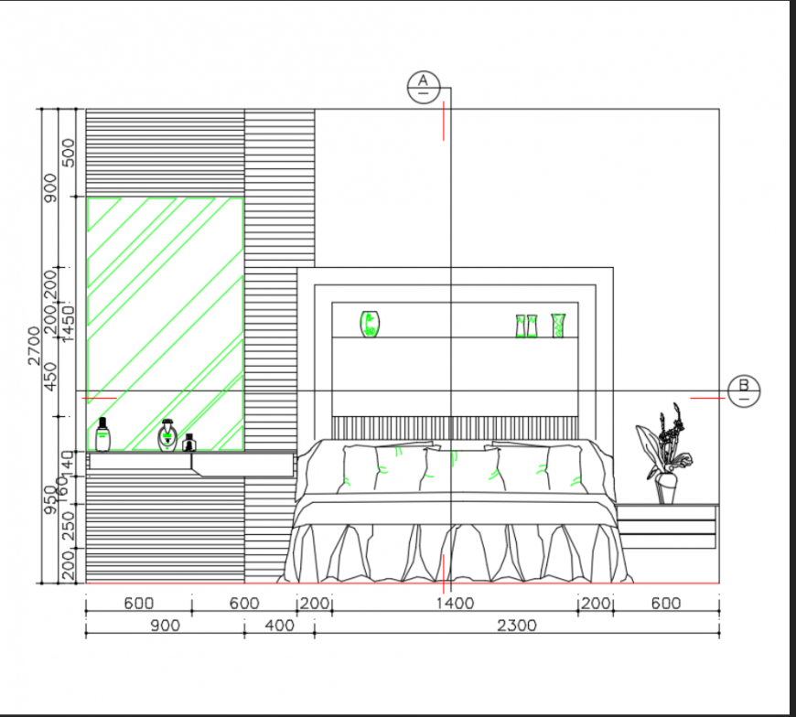 House bedroom layout plan details dwg file