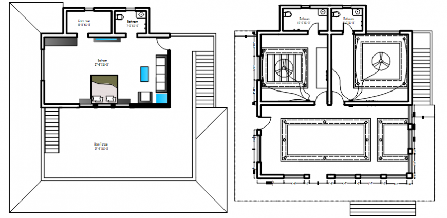 House bedroom layout plan with furniture and electrical plan details dwg file