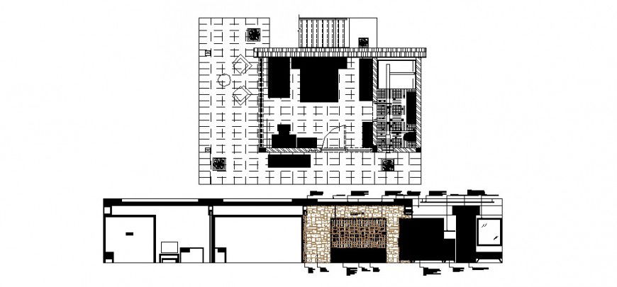 House bedroom main section, plan and furniture layout details dwg file