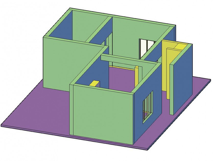House blocks detail 3d model layout CAD structure autocad file