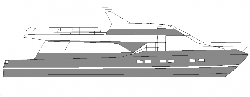 House boat Block Elevation detail in autocad file