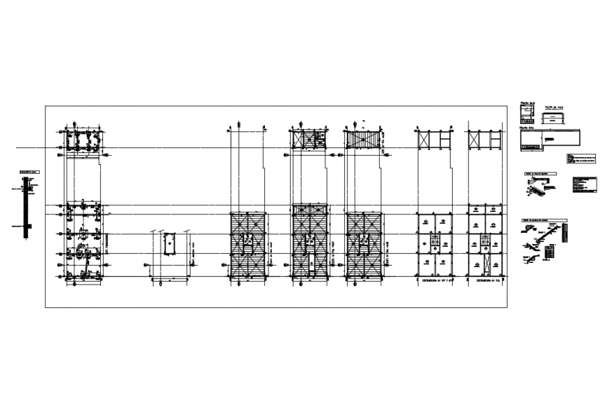 House building construction details with staircase and foundation of all floors dwg file