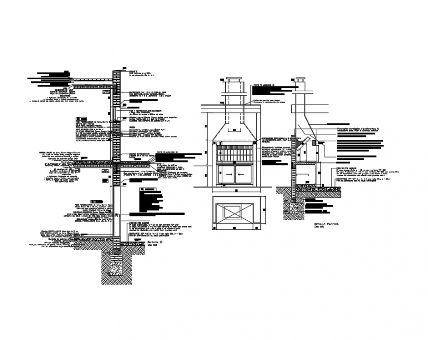 House building constructive sectional details with terrace water tank dwg file
