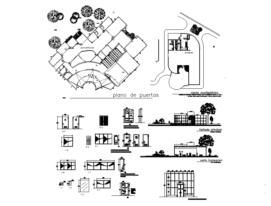 House building elevation, section, floor plan, site plan and auto-cad details dwg file