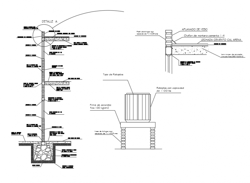 House building sectional and constructive plumbing details of sanitary dwg file
