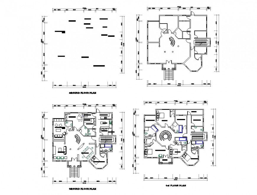 House center line plan detail dwg file