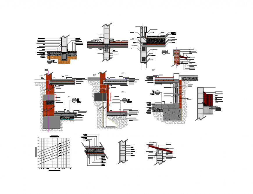 House construction details with slabs and foundation plan dwg file