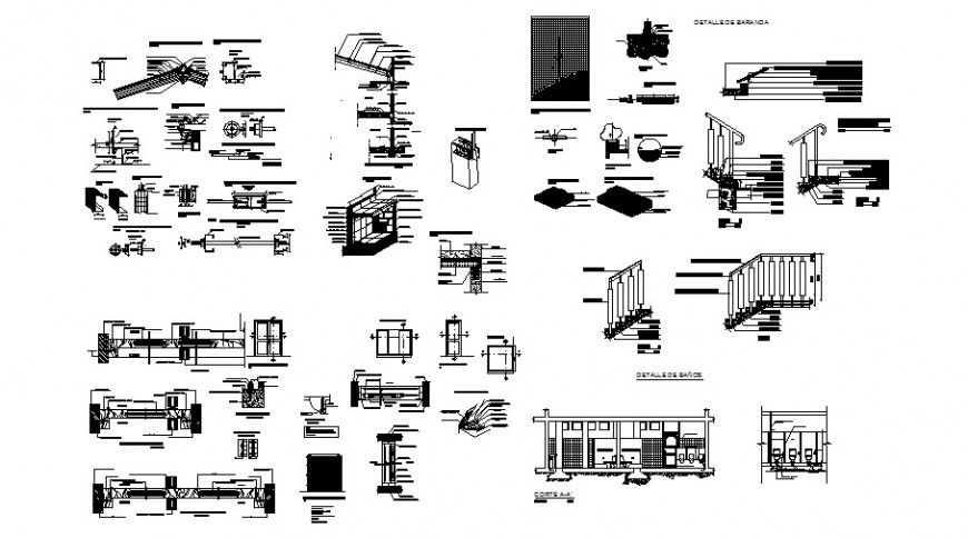 House constructive section, staircase construction and structure details dwg file