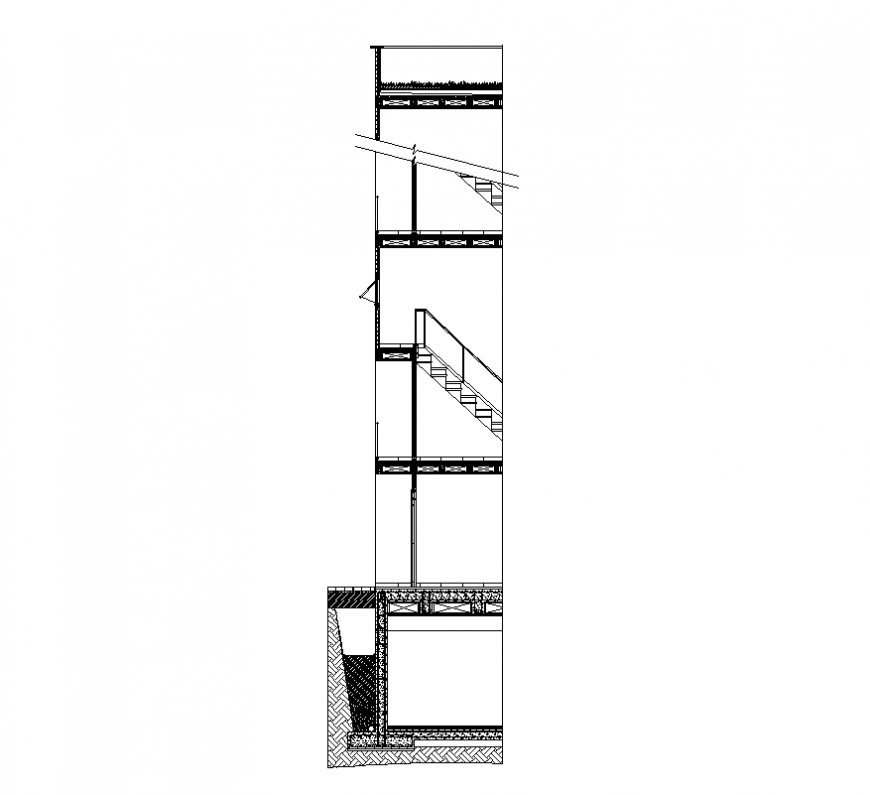 House cross-section detail 2d view layout file in dwg format