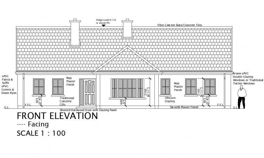 House design front elevation dwg file