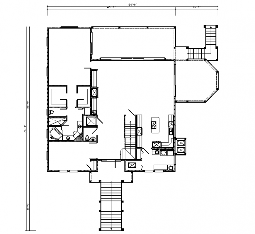 House design with architectural detail dwg file