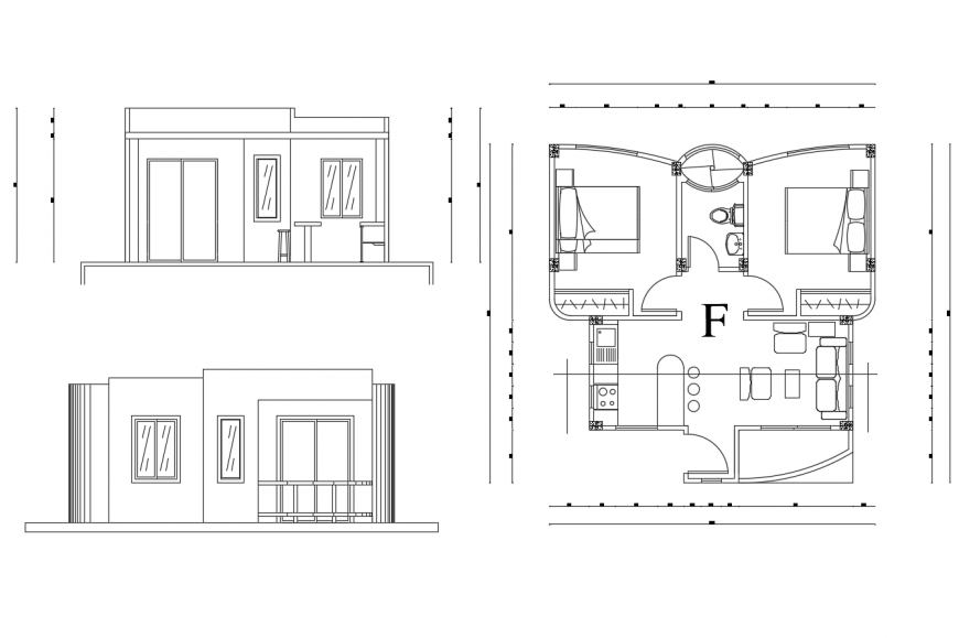 House detail layout plan in dwg file