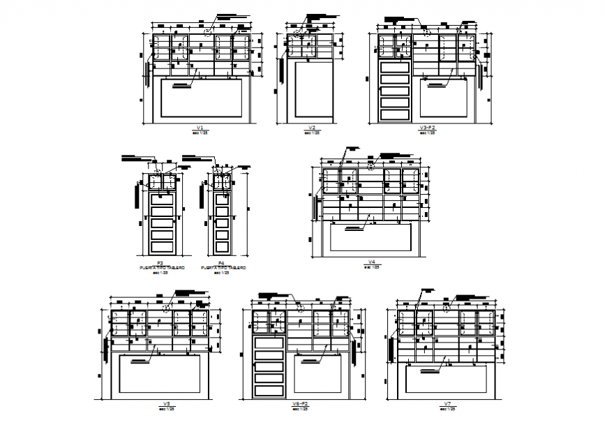 House doors and windows car pantry and installation details dwg file