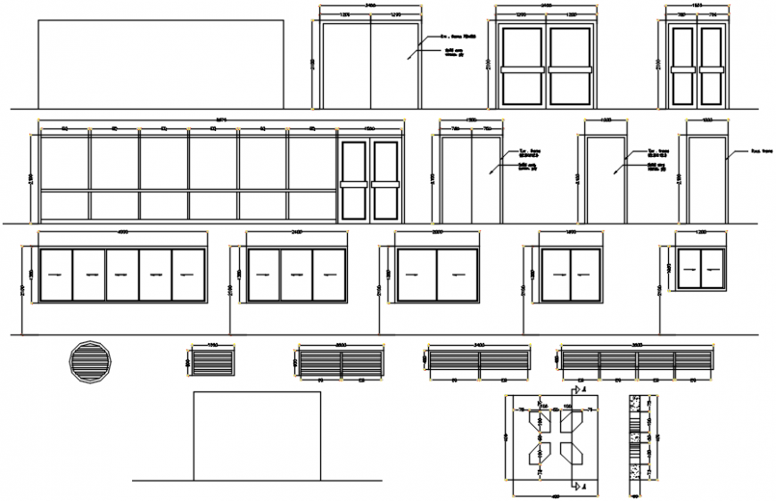 House doors and windows elevation and installation drawing details dwg file