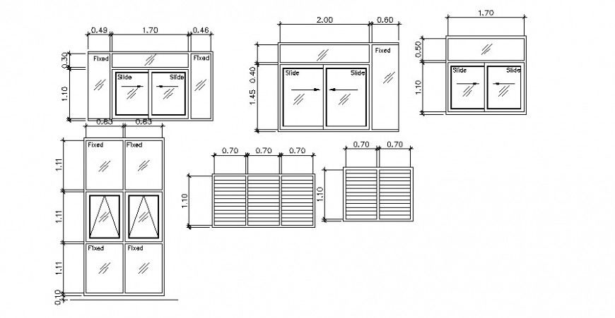 House doors and windows elevation blocks cad drawing details dwg file
