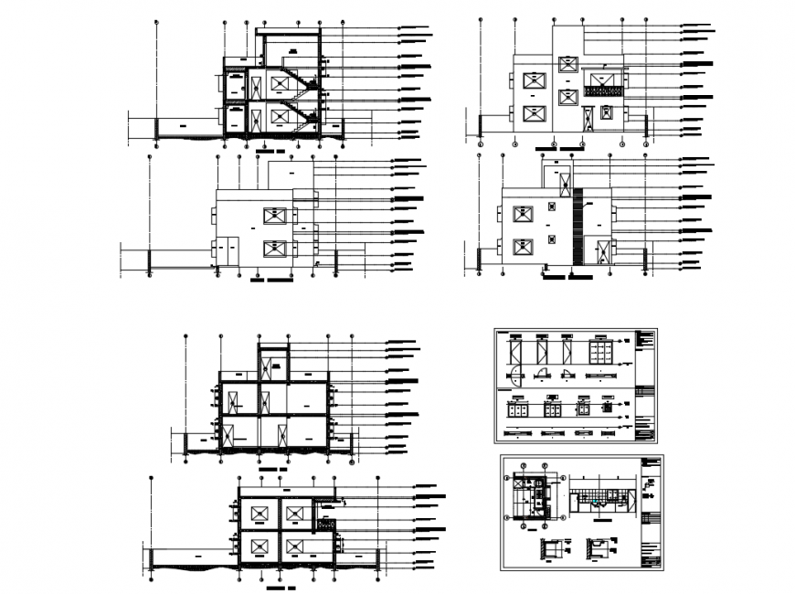 House doors and windows installation with section dwg file