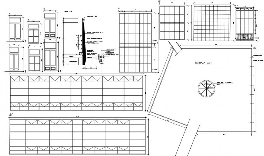 House doors elevations and installation with fences cad drawing details dwg file