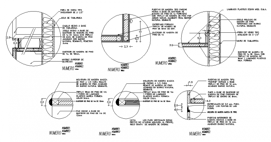 House doors installation and carpentry cad drawing details dwg file
