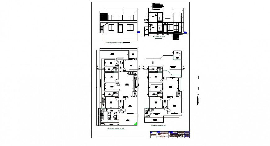 House elevation, section, floor and auto-cad drawing details dwg file
