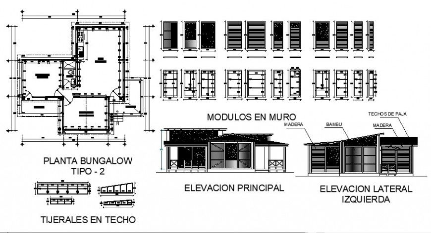House elevation, section, layout plan and doors and window cad drawing details dwg file