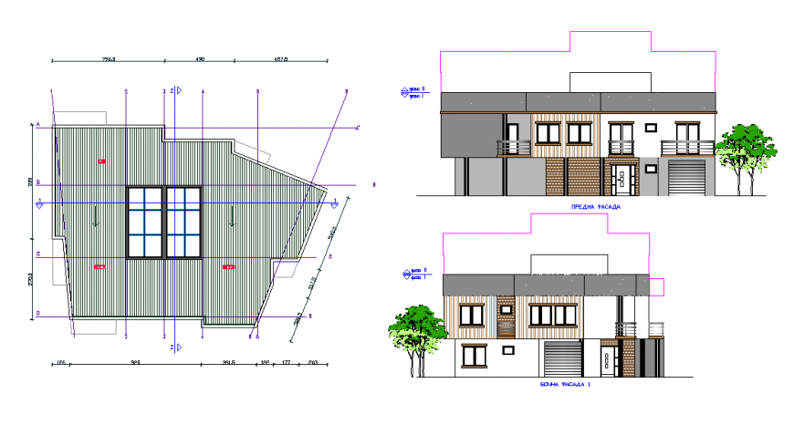 House Elevation & Plan Detail in DWG file