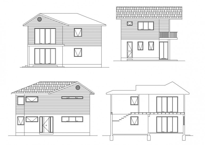 House elevation detail 2d view CAD construction autocad file