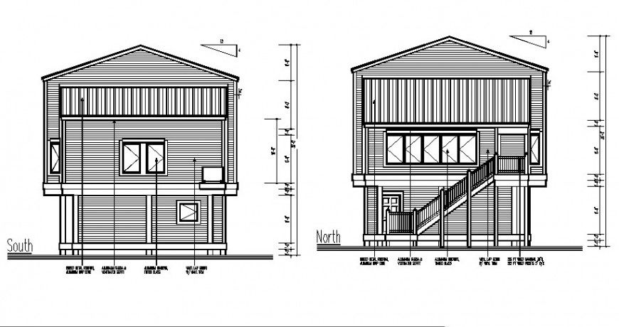 House elevation detail 2d view CAD construction block autocad file