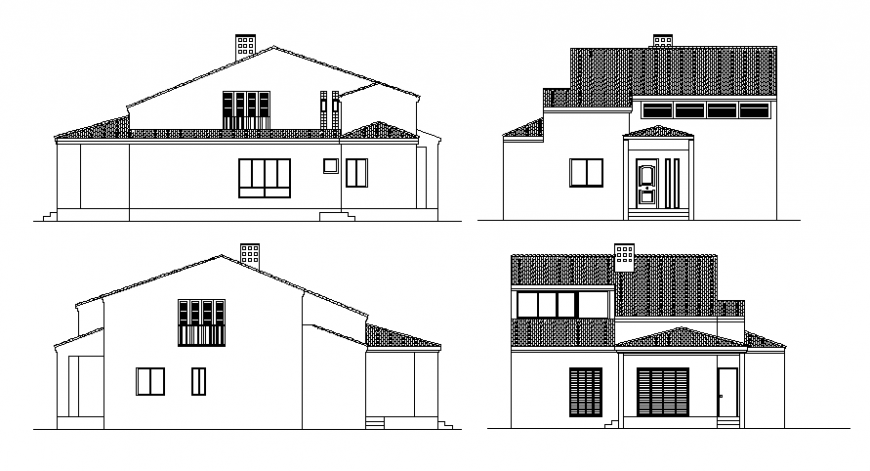 House elevation drawings detail 2d view autocad software file