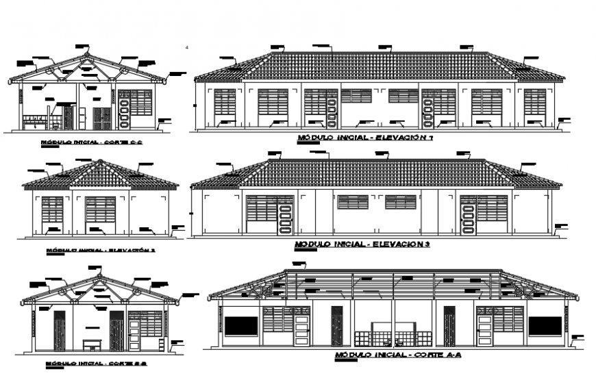 House elevation plan dwg file